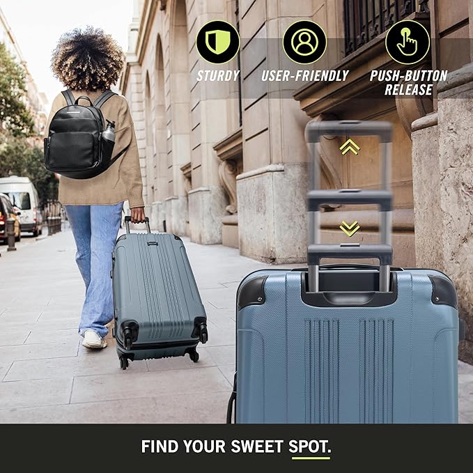 Kenneth Cole REACTION Out of Bounds Lightweight Hardshell 4-Wheel Spinner Luggage, Granite Blue, 2-Piece Set (20" & 28")