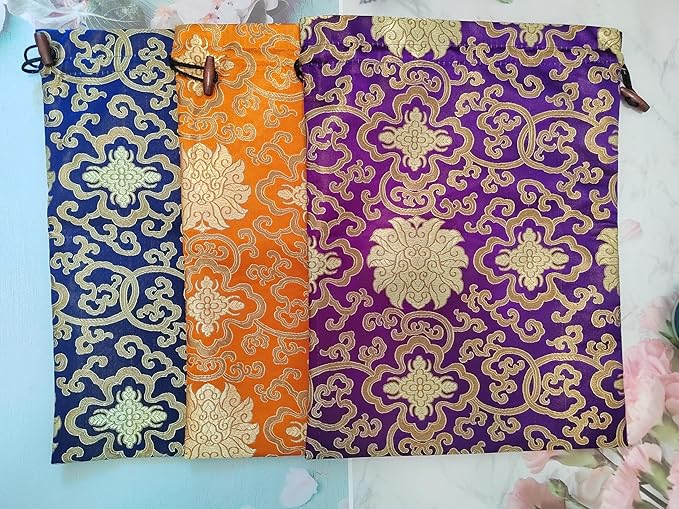 Ouyatoyu 3pcs Embroidered Silk Flower Design Jacquard Travel Bag, Laundry Bags Shoe Bags, Lingerie Bags Underwear Bags for Travel Storage for Men Women Washable Cloth Shoe Bags