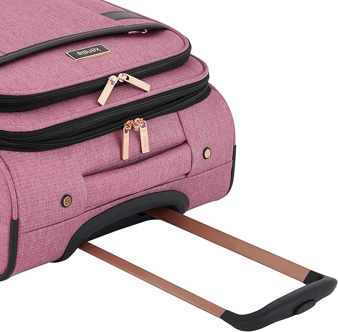 kensie Hudson Softside 3-Piece Spinner Luggage Set, Mellow Mauve
