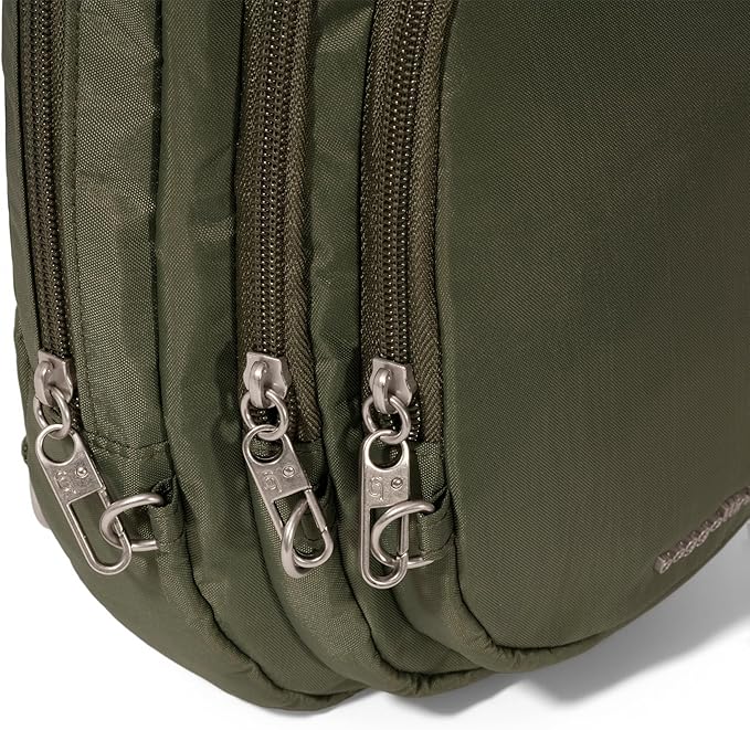 Baggallini Securtex® Anti-Theft Multi Zip Sling - Lightweight 8.6"x15.2" Travel Bag with Locking Zippers & RFID Protection