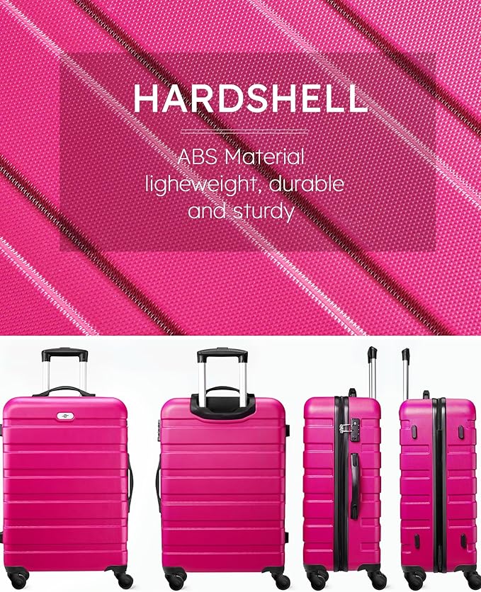 Suitour Luggage set 3 piece,Hardside Lightweight Suitcase Set with Spinner Wheel TSA Lock,20 24 28 inch Travel Suitcase