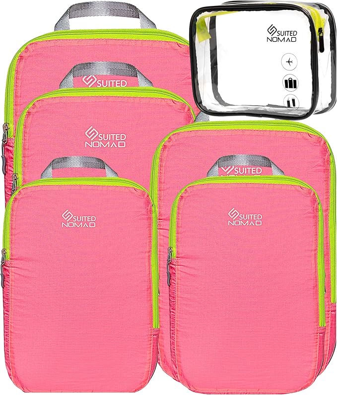SUITEDNOMAD Ultralight Compression Packing Cubes Set, Suitcase and Backpack Travel Organizer Bags