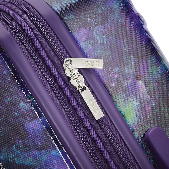 American Tourister Moonlight Hardside Expandable Luggage with Spinner Wheels, Cosmos, Checked-Medium 24-Inch
