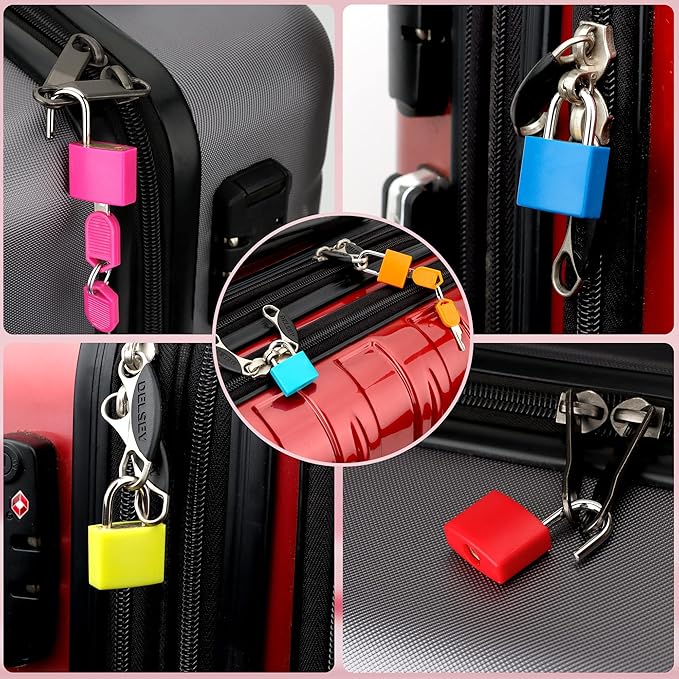6 Pcs Suitcase Locks with Copper Keys Protect Your Belongings with Febwind's Set of 6 Mini Padlocks Multicolor Durable Locks for Suitcases Backpacks Boxes Cabinet and Laptop Bags