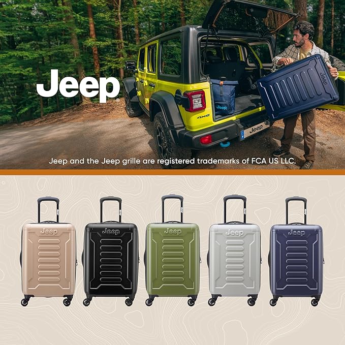 Jeep JH004C Hardside Expandable Luggage with Spinner Wheels, Beige, Checked-Medium 24 Inch