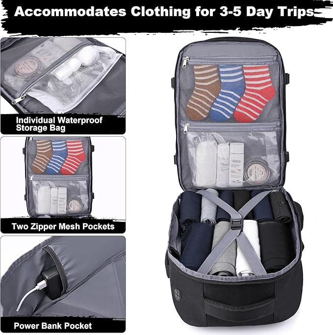 Travel Backpack for Men Women, 18x14x8 inches TSA Approved Carry On Backpack Personal Item Size Airplane Approved Weekender Bag, Water Resistant Lightweight Laptop Daypack for Flight