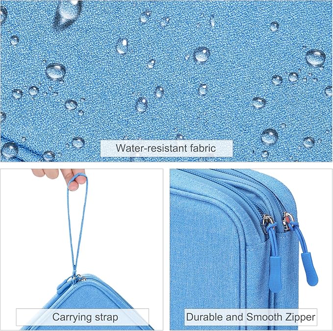 FYY Electronic Organizer, Extra Large Travel Cable Organizer Bag Pouch Portable Waterproof Double Layers All-in-One Storage Bag for iPad, Cable, Power Bank, Laptop Charger for Office/Home, Cyan