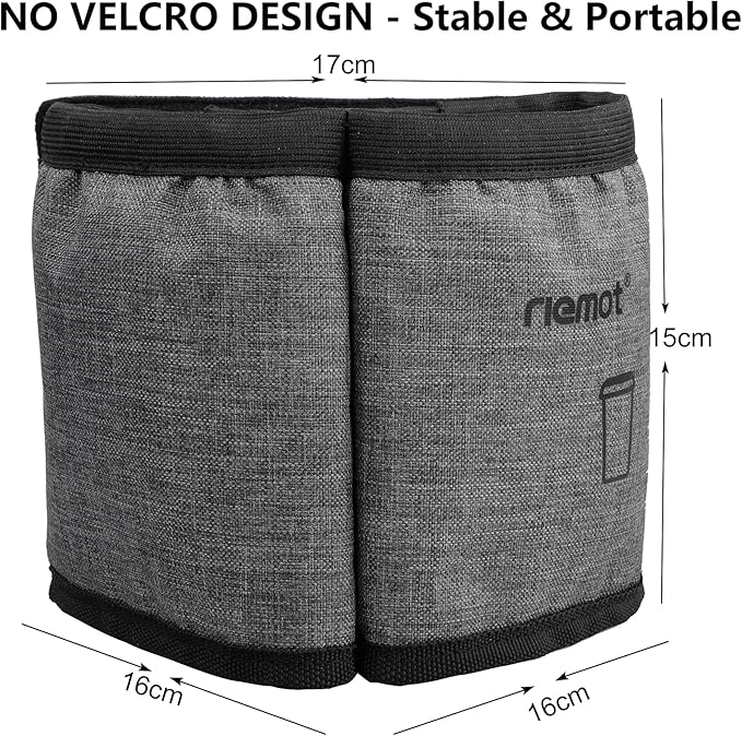 riemot Luggage Travel Cup Holder Free Hand Drink Carrier - Hold Two Coffee Mugs No Spill - Fits Roll on Suitcase Handles - Gifts for Flight Attendants Travelers Accessories Grey