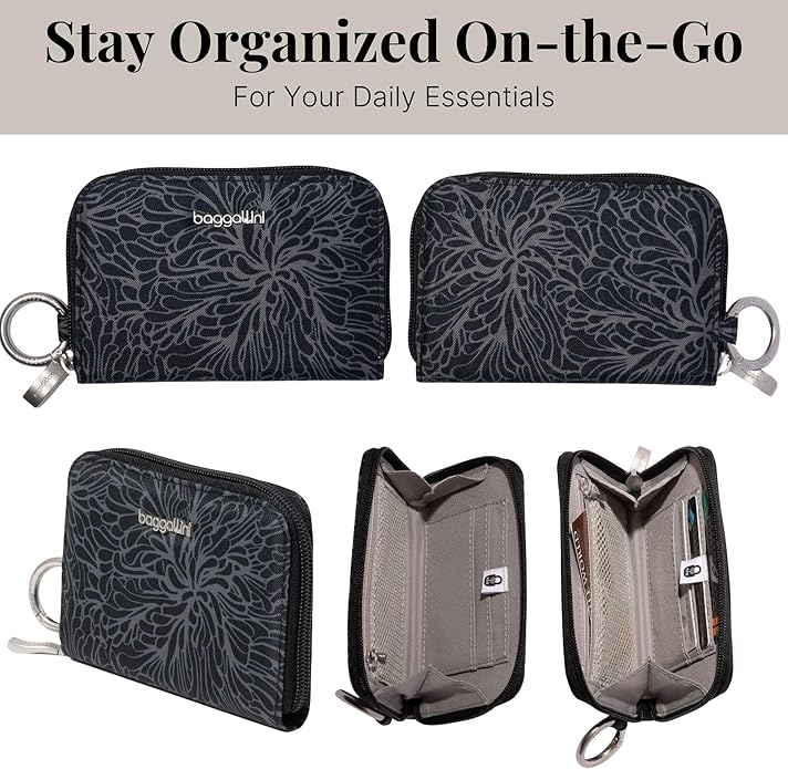 Baggallini Deluxe Card Case - Lightweight 5.5"x3.3" RFID Protected Womens Wallet Card Holder