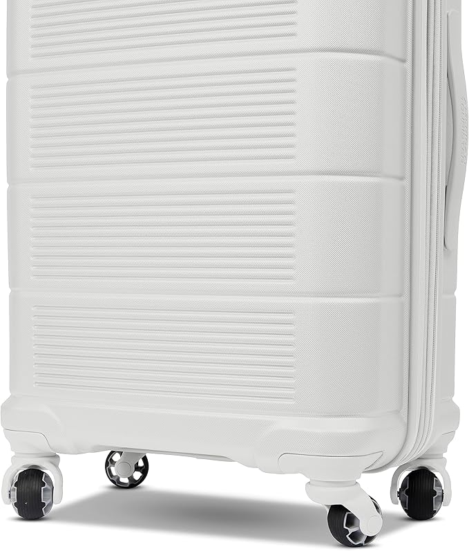 American Tourister Stratum 2.0 Expandable Hardside Luggage with Spinner Wheels, Checked-Medium, White