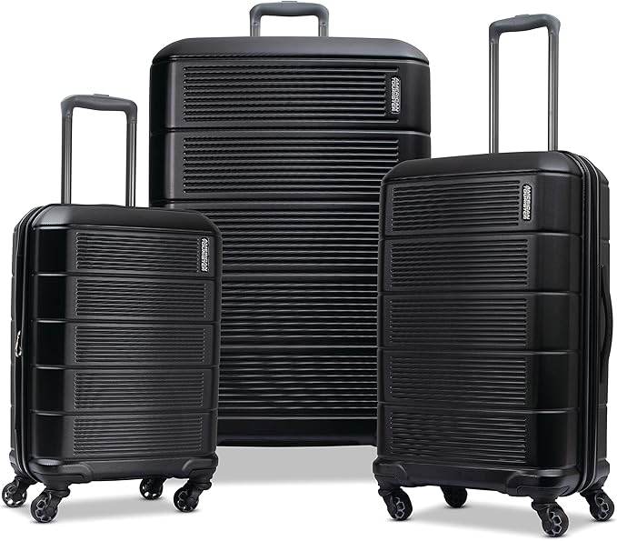 American Tourister Stratum 2.0 Hardside Expandable Luggage with Spinners | Jet Black | 3PC (CO/MED/LG)