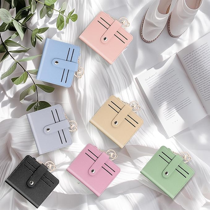 Airkit Small Wallets Woman RFID Blocking Leather Credit Card Holder - with ID Window - Card Wallets for Women - with Zipper Coin Purse - Keychain Wallet