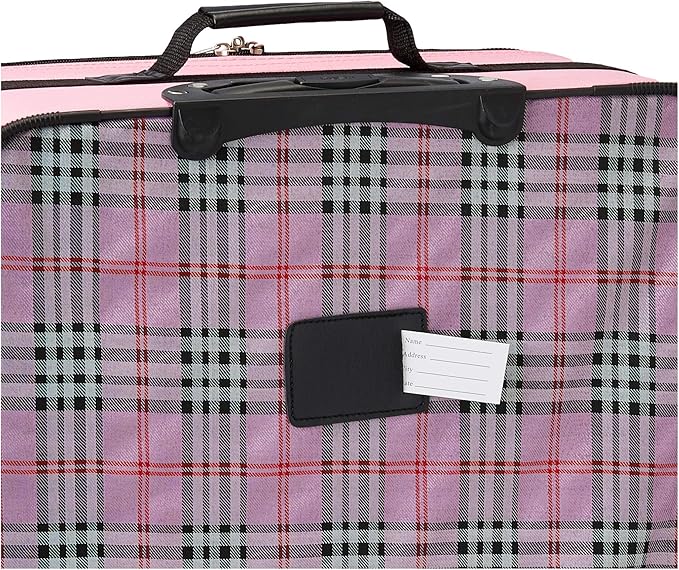 Rockland Fashion Softside Upright Luggage Set, Telescoping Handles, Pink Cross, 4-Piece (14/19/24/28)