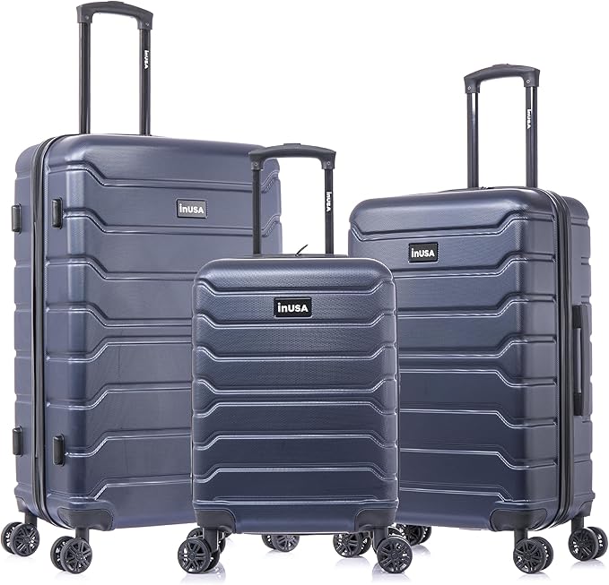InUSA TREND Luggage with Spinner Wheels | Durable Lightweight Hardshell SuitcaseTravel sets with Handle and Trolley | (20in 24in 28in) 3 Piece Set | Blue