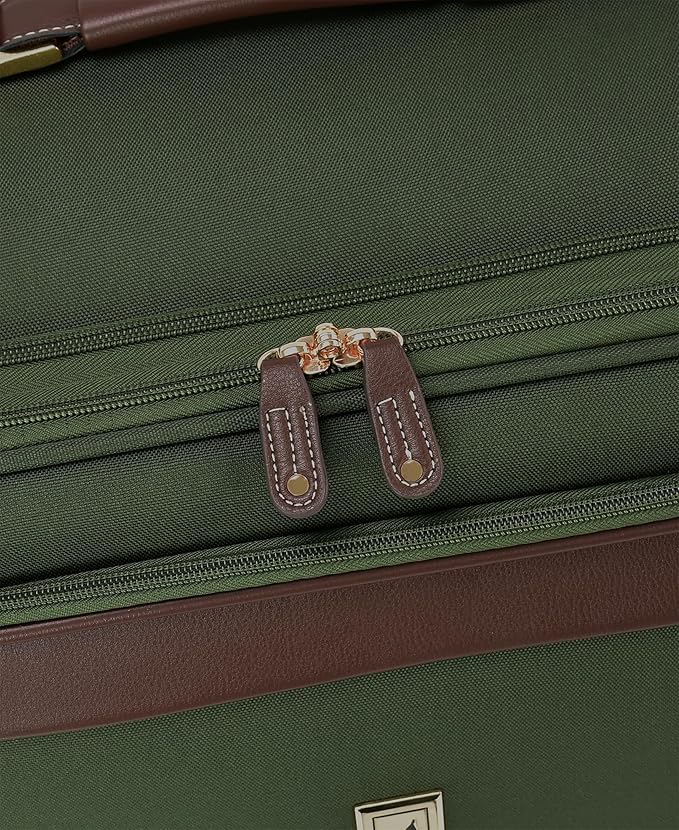 London Fog Nottingham 20 Inch Expandable Spinner Carry on Softside Suitcase, Olive Chestnut