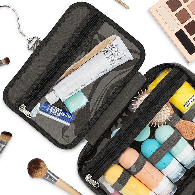 Eco Sun Hanging Travel Toiletry Bag — Designed in Hawaii — Water-resistant Travel Organizer for Bathroom Accessories (Grey)
