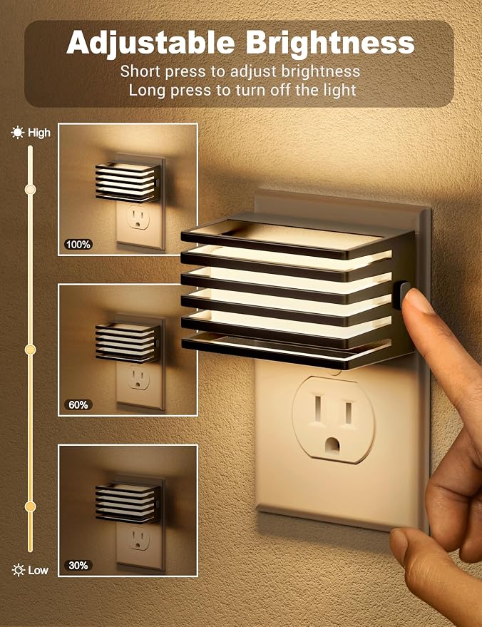 JandCase LED Night Light, [4 Pack] Night Lights Plug into Wall Dimmable | Dusk to Dawn Sensor, Plug in Night Light, Adjustable Brightness, 3000K Soft White Nightlight for Bedroom Bathroom Hallway