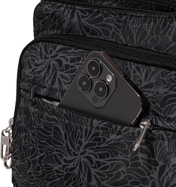 Baggallini Securtex Anti-theft Crossover Crossbody Bag 11”w X 8.5”h, Rfid, Built-in Wallet, Locking Zippers