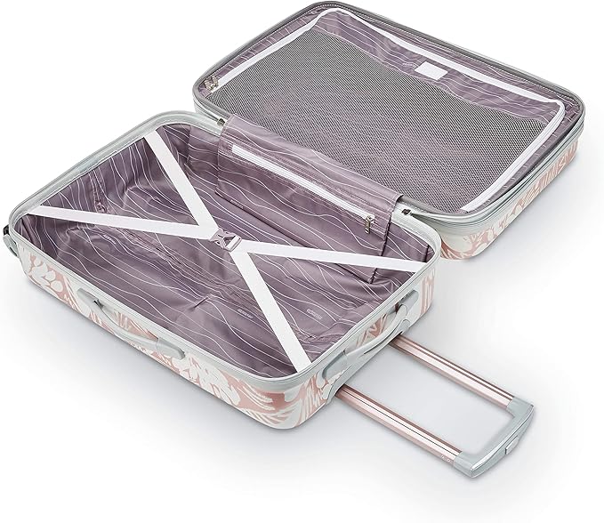 American Tourister Moonlight Hardside Expandable Luggage with Spinner Wheels, Ascending Gardens Rose Gold, Carry-On 21-Inch