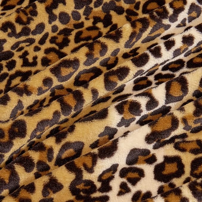 Fleece Queen Size Super Soft Cozy Leopard Print Blanket for Couch Bed, Cheetah Print Blanket for All Seasons 90"x90" (Dark Brown)