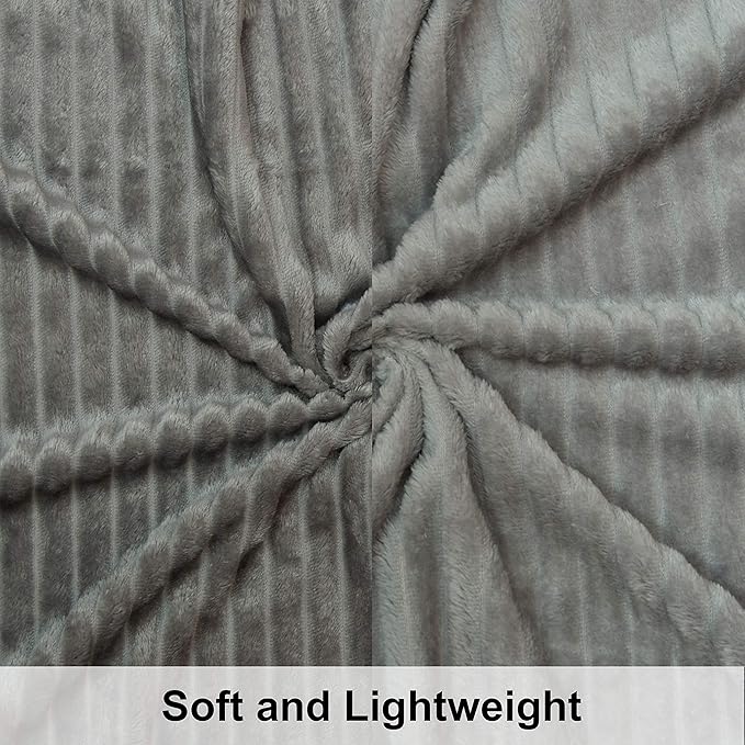 NTBAY Flannel Fuzzy Toddler Blanket, Fluffy Warm and Lightweight Reversible Stripes Design Baby Plush Blanket, 30x40 Inches, Grey