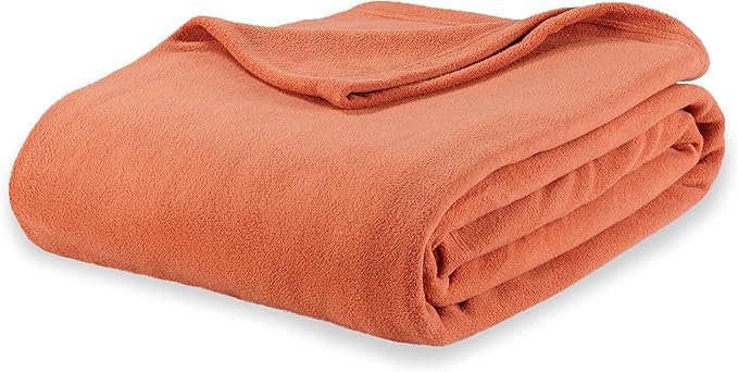 Berkshire Blanket Microfleece Throw Size Bed Throw Blanket Amberglow Orange,Lightweight Soft Breathable Plush Micro Fleece Throw Blanket for Travel,Bed and Couch,50x60 Inches