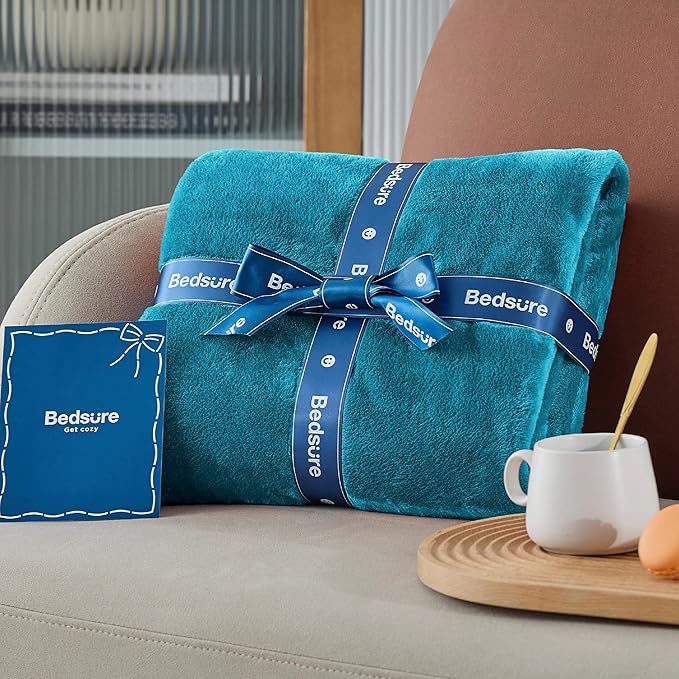 Bedsure GentleSoft Bedding Fleece Blanket for Girls and Boys - Soft Cozy Cute Small Throw Blankets for Travel, 43x55 Inches,Teal Blue
