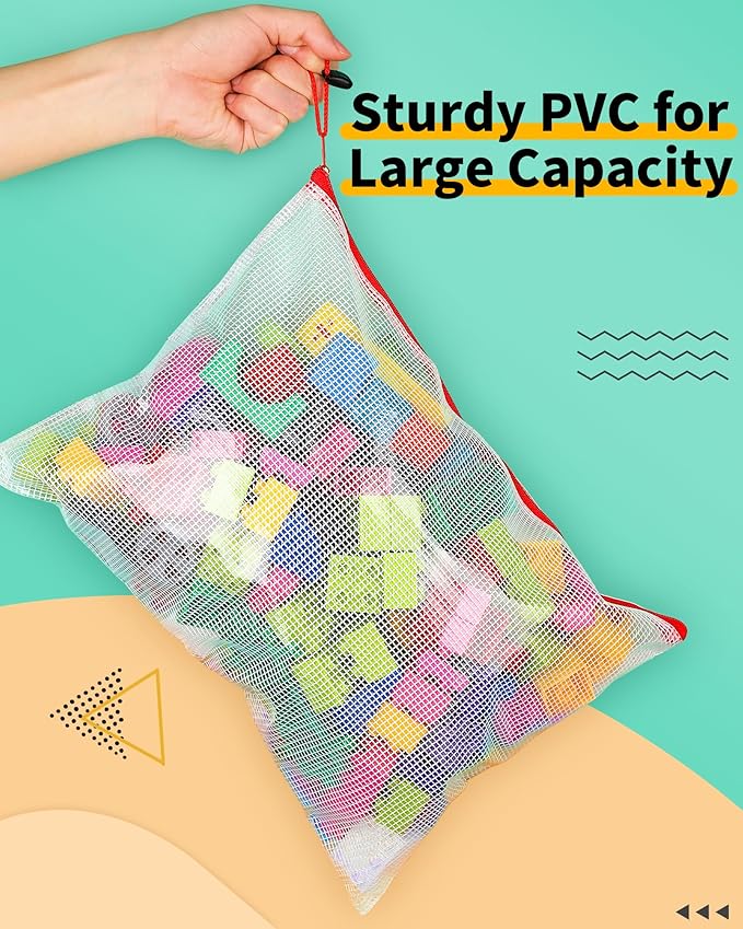 Smarpau A5 Mesh Zipper Pouch, 24 Pack 12 Colors 9.5" x 7.1" Multipurpose Zipper Pouches for Organizing, Waterproof Zip Bags Small Mesh Pouch for Travel, Office, Home Storage