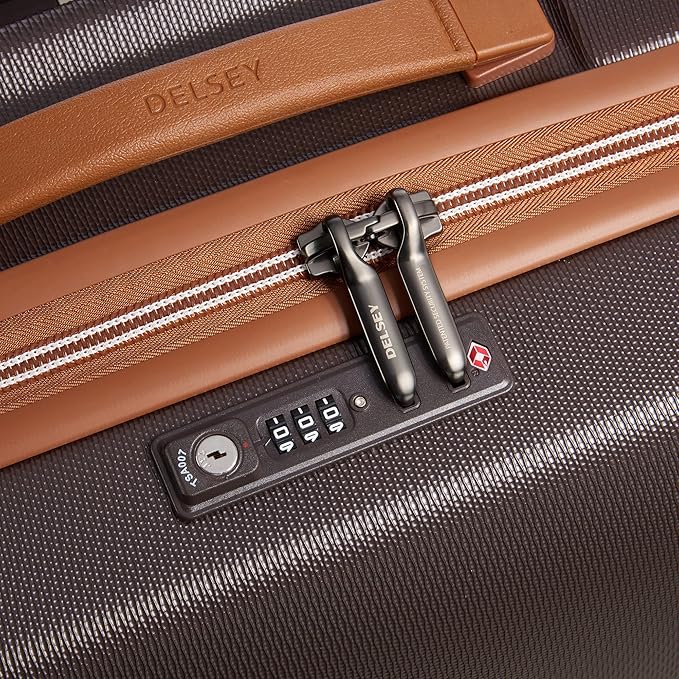 DELSEY PARIS Chatelet Air 2.0 Hardside Luggage Trunk with Spinner Wheels, Chocolate Brown, Checked-26 Inch