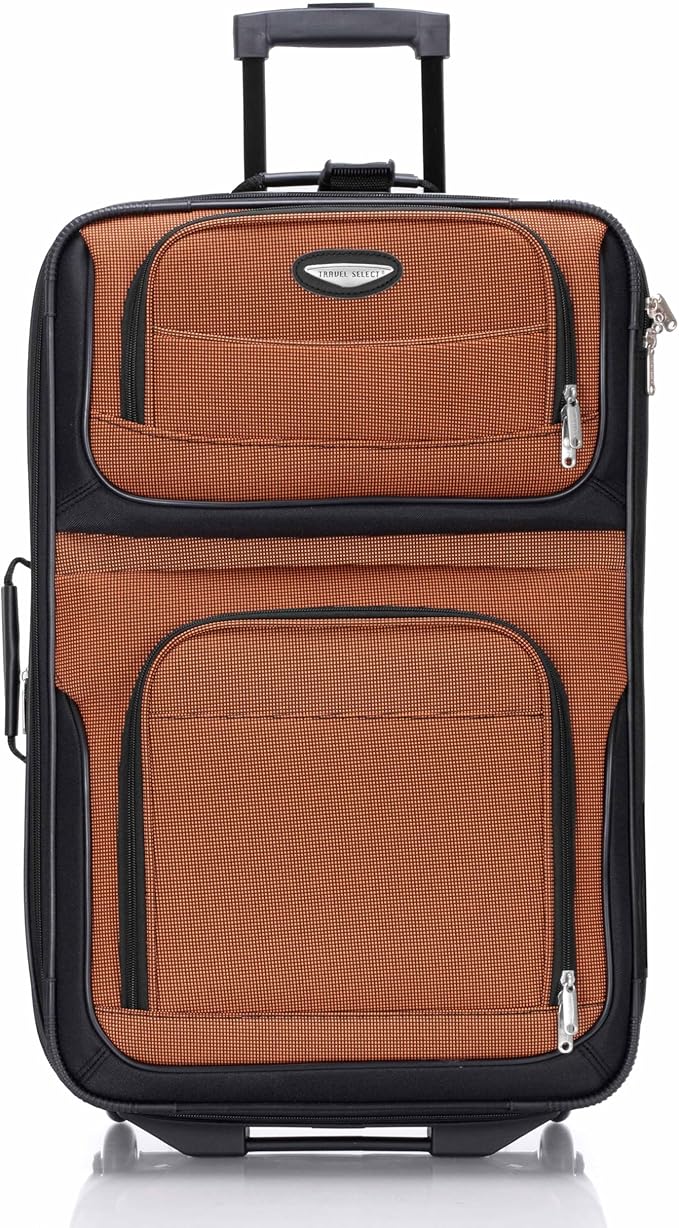 Travel Select Amsterdam Softside Expandable Luggage with Rolling Wheels, Orange, 8-Piece Set (15/21/25/29) with Packing Cubes