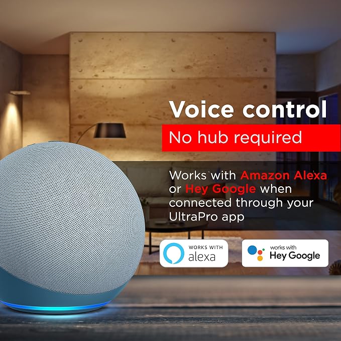 UltraPro Wi-Fi LED Smart Light Bulb, A19, 60W Equivalent, White Select Tunable 2700K - 6500K, Full-Range Dimmability, 2.4GHz Router Required, Circadian Rhythm, Easy-to-Use App, 4 Pack, 51453