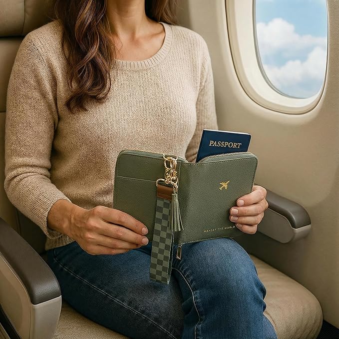 Beautiful Passport Holder for Travel with Wristlet Strap - All-in-One Wallet for Women with Card Slots and Tassel Keychain - Perfect Case to Keep Your Travel Documents Organized & Safe