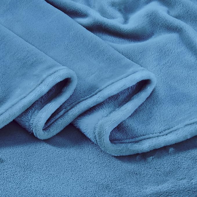 Big Oversized Soft Blanket, Giant Fleece Companion 120x120, California King Warm Blanket for Whole Family, Bed, Sofa, Couch, Travel, Camping 120x120 Sky Blue