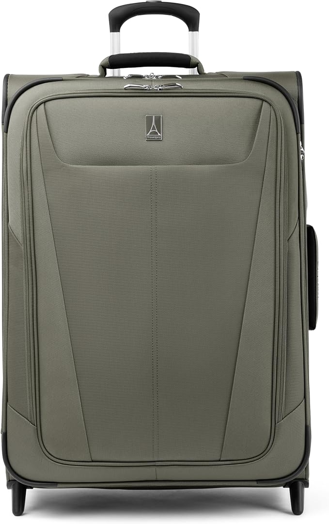 Travelpro Maxlite 5 Softside Expandable Upright 2 Wheel Checked Medium Luggage, Lightweight, 26-Inch — Slate Green