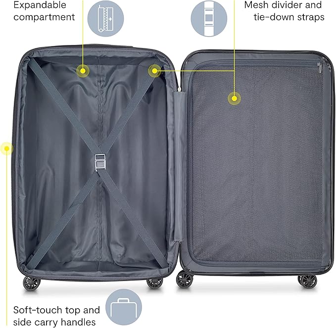 DELSEY PARIS Helium Aero Hardside Expandable Luggage with Spinner Wheels, Peony Pink, Carry-On Plus 21 Inch