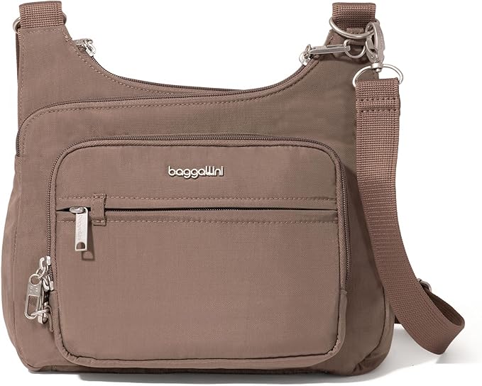 Baggallini Securtex Anti-theft Crossover Crossbody Bag 11”w X 8.5”h, Rfid, Built-in Wallet, Locking Zippers