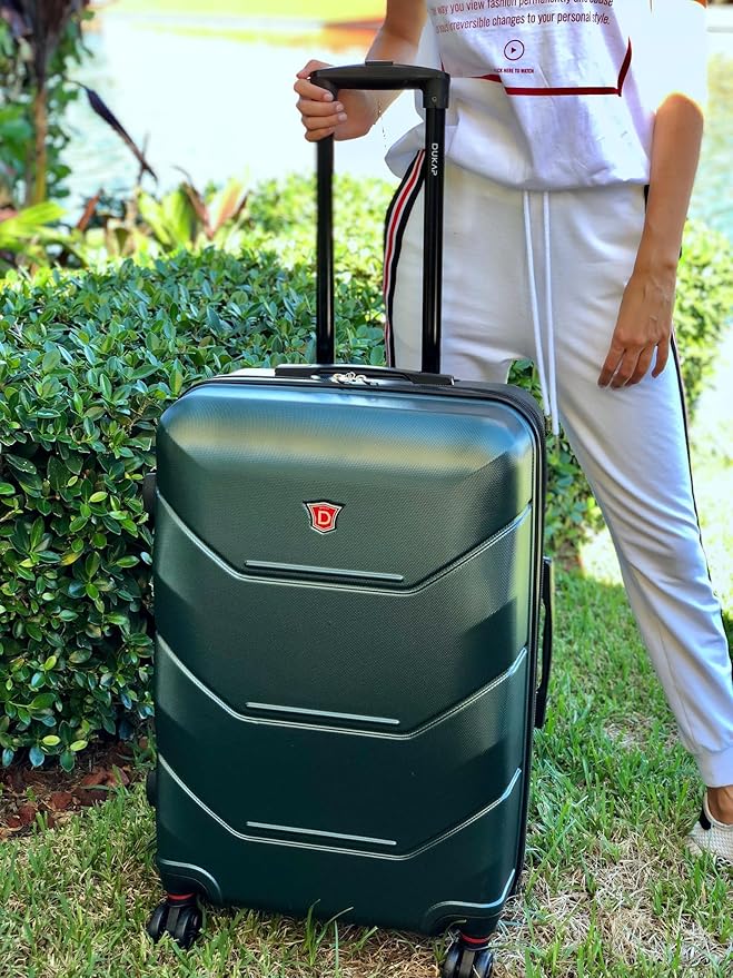 DUKAP ZONIX Luggage with Spinner Wheels | Durable Lightweight Hardside Suitcase, Spacious Travel Bag with Handle and Trolley | 26 Inch Medium Checked Luggage | Green