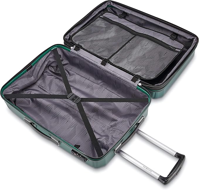 Samsonite Winfield 3 DLX Hardside Expandable Luggage with Spinners, Checked-Large 28-Inch, Emerald