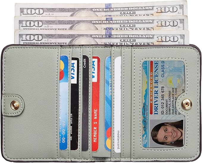 Toughergun Women’s Small Slim Leather Wallet with RFID Protection, Compact Bifold Mini Purse with Clear ID Window
