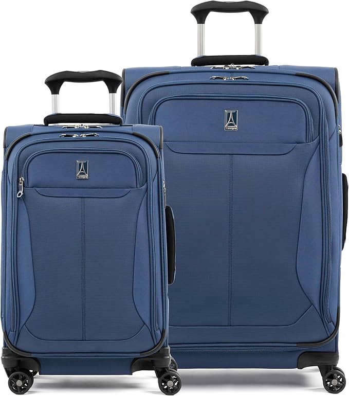 Travelpro Tourlite Softside 2-Piece Set, Expandable Luggage, 4 Spinner Wheels, Lightweight Suitcase, 21" Carry-On, 25" Checked Medium, Blue