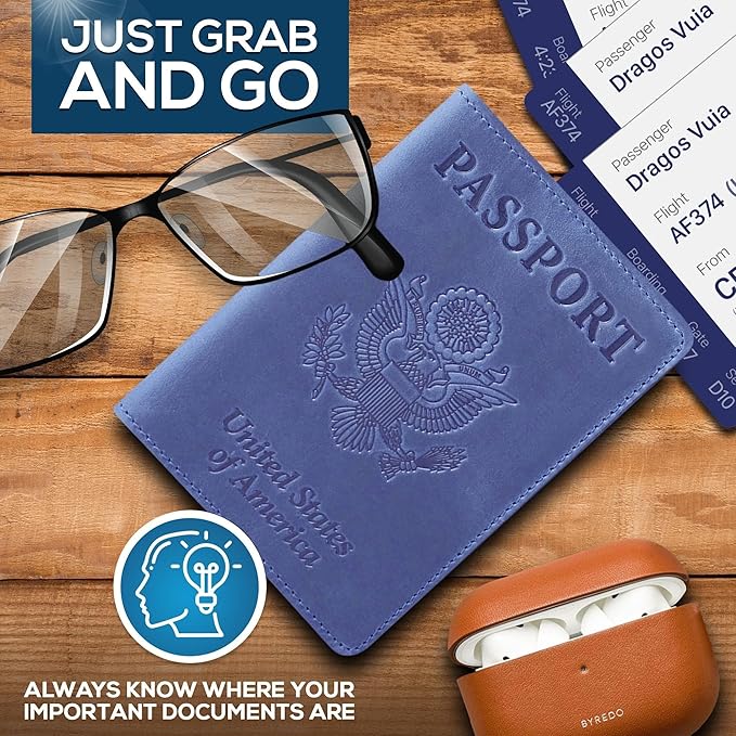 Ciana Passport Holder for Travel – PU Leather Passport Cover and Card Holder for Men & Women – Slim Passport Holder with Card Protector Slot, Travel Must Haves (Purple)