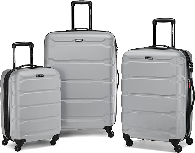 Samsonite Omni PC Hardside Expandable Luggage with Spinner Wheels, Silver, 3-Piece Set (20/24/28)