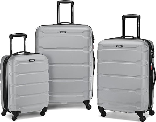 Samsonite Omni PC Hardside Expandable Luggage with Spinner Wheels, Silver, 3-Piece Set (20/24/28)