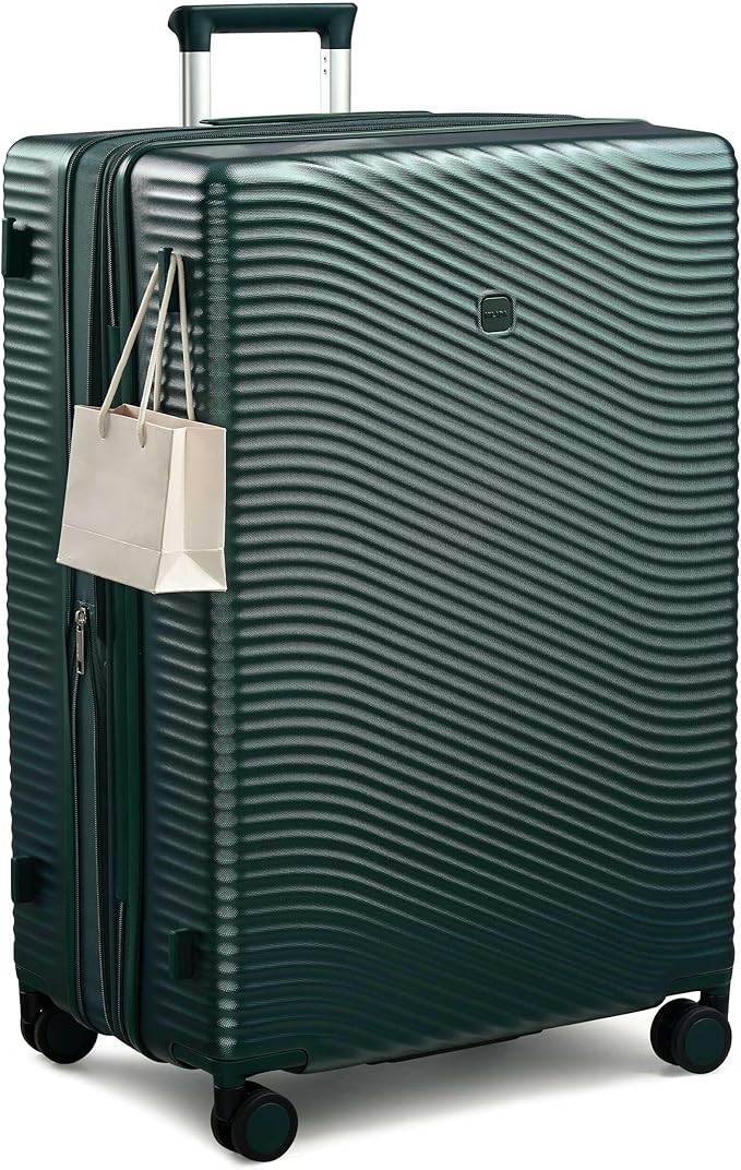 MILADA 28 Inch Large Expandable Checked Luggage - Hardshell Spinner Suitcase with 8 Wheels, TSA Lock, Durable PC Shell, Extra Large Capacity for Extended Travel, Lightweight Suitcase, Blackish Green