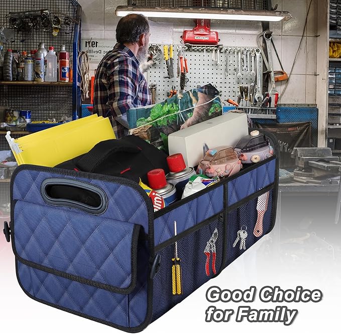 Deosk Car Trunk Organizer for SUV, Car Organizers and Storage with 6 Pocket, Car Accessories for Women/Men 70L Waterproof Polyester Trunk Organizer(Large, Navy Blue)