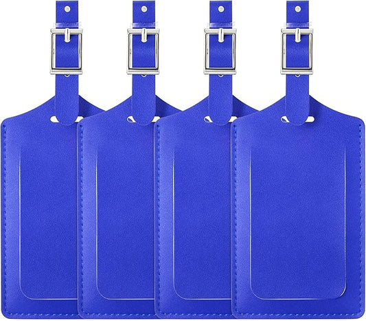 Travelambo Luggage Tags for Suitcases PU Leather Travel Tags Bag Tags Privacy Protection Travel Essentials