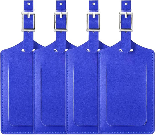 Travelambo Luggage Tags for Suitcases PU Leather Travel Tags Bag Tags Privacy Protection Travel Essentials