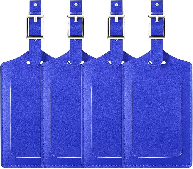 Travelambo Luggage Tags for Suitcases PU Leather Travel Tags Bag Tags Privacy Protection Travel Essentials