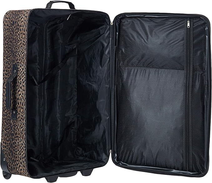 Rockland Jungle Softside Upright Luggage Set, Leopard, 4-Piece Set (14/19/24/28)