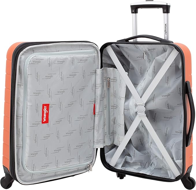 Wrangler Smart Spinner Hardside Luggage, 3 Piece Set, Burnt Orange